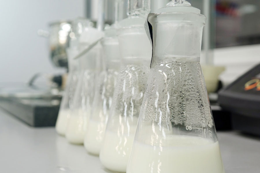 samples of dairy products in the laboratory