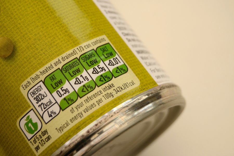 tinned food packaging with coded nutrition label