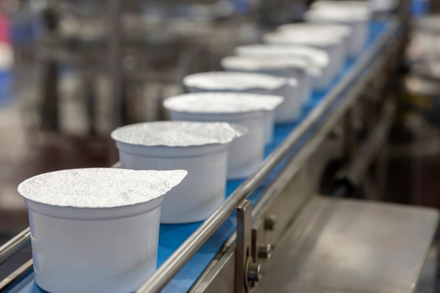 yogurt production line on food factory