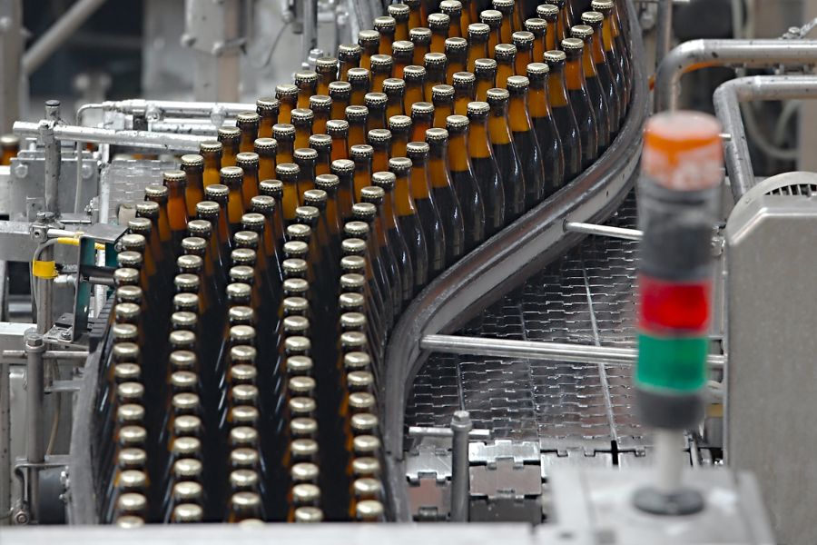 bottled beer product passing through x ray inspection system